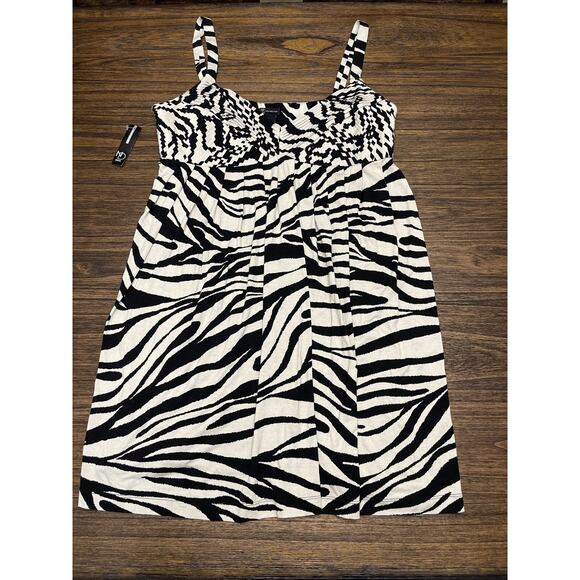 New Directions Black Tan Tank Dress Rayon Spandex Size 16 Knee Length NWT - Picture 1 of 9